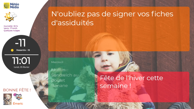 Affichage TV : modèle par défaut